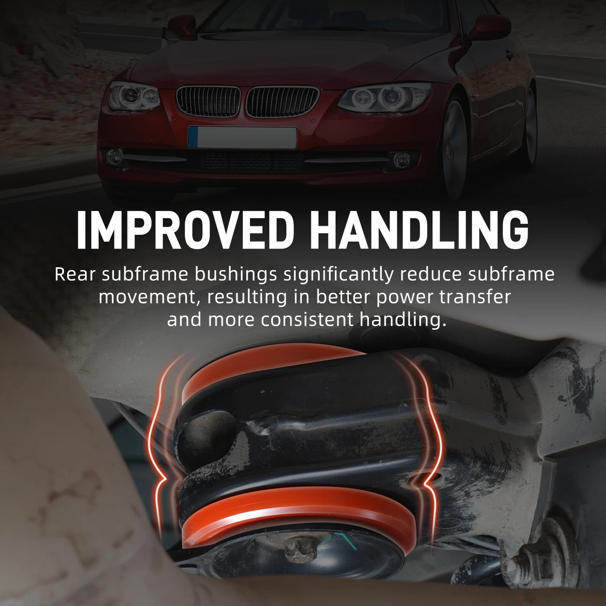 2005-2013 BMW 1 Series E82 E88 and 3 Series E90 E92 E93 Rear Subframe Bushings, 80A Polyurethane