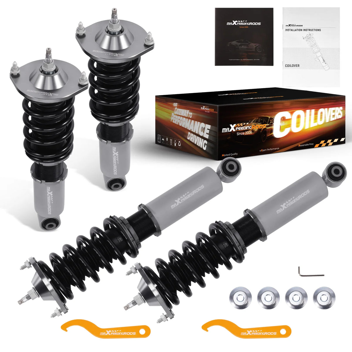 MaXpeedingrods SLC coilovers in gray for 1989-2005 Mazda Miata MX-5 NA and NB