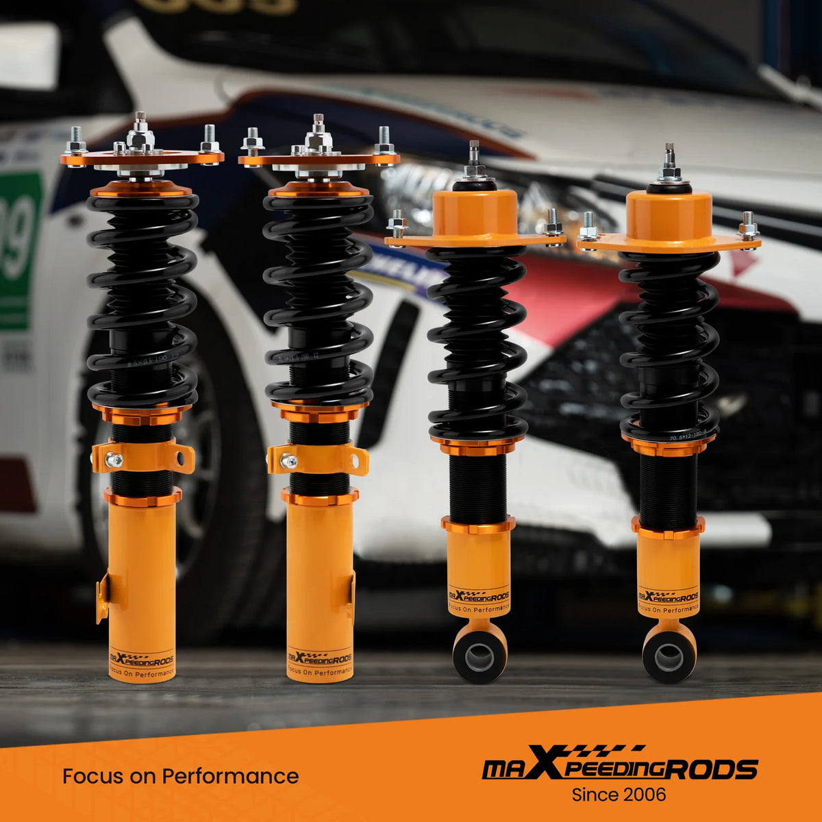 MaXpeedingrods golden coilovers with camber plates for Toyota Corolla E12, Matrix XRS and Pontiac Vibe