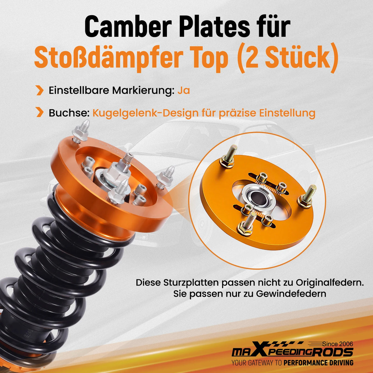 1990-1999 BMW 3 Series E36 Front Camber Plates, Adjustable Pillow Ball Top Mounts, Non-M3