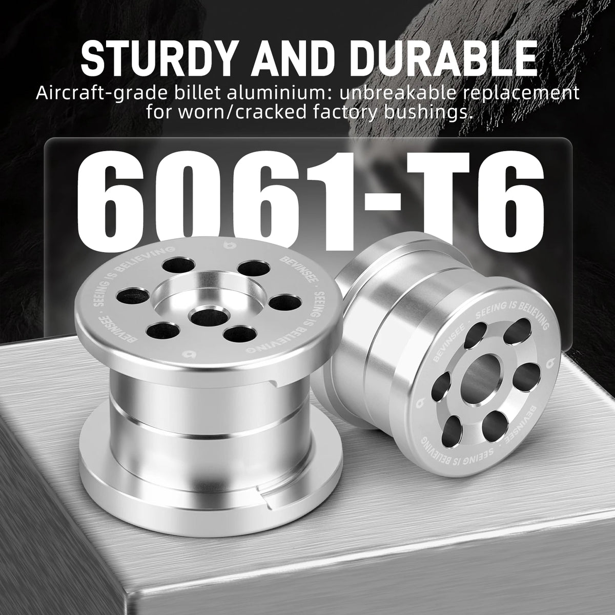 1999-2006 BMW 3 Series E46 Solid Rear Subframe Bushing Kit, CNC Machined 6061 Billet Aluminum, Anodized