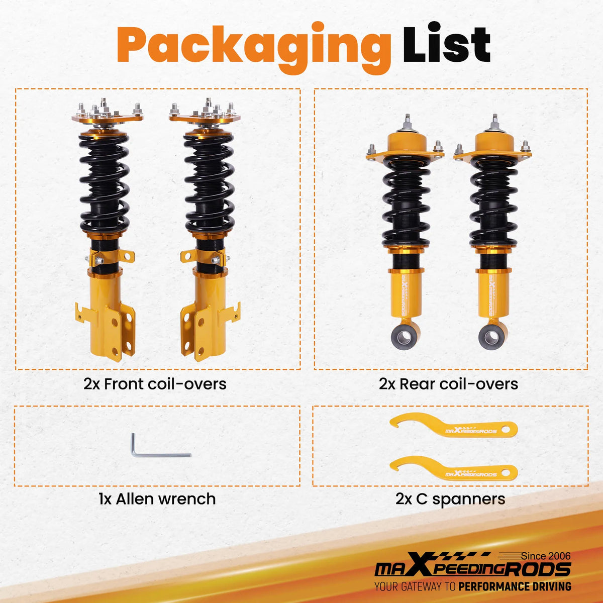 MaXpeedingrods Coilovers for Toyota Corolla E120/E130 and Matrix XRS 2003-2008, 24-Level Damping
