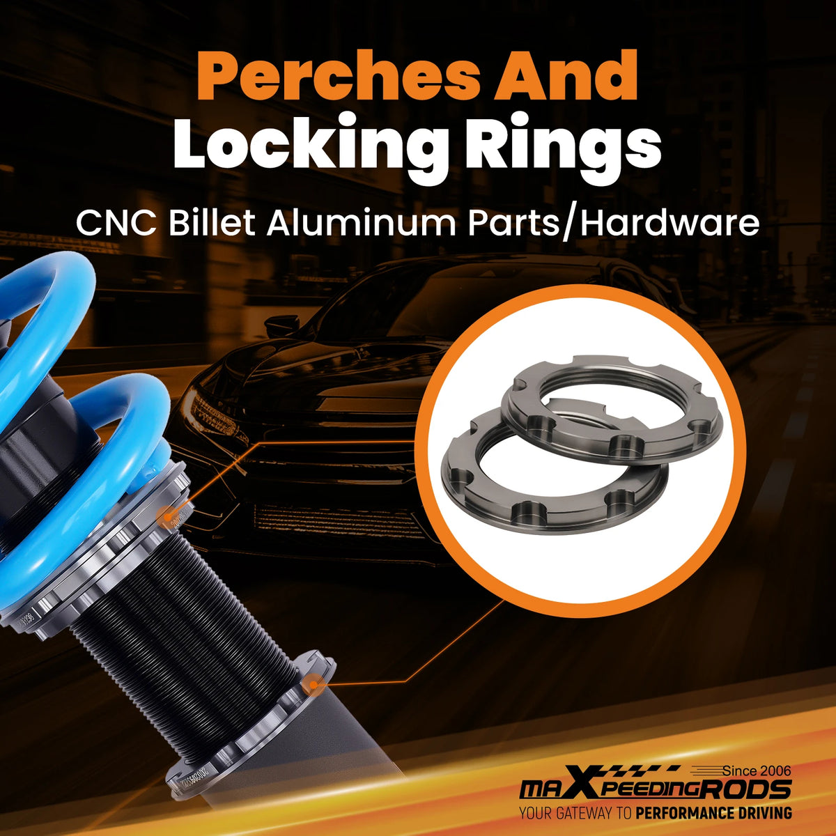MaXpeedingrods T6 coilovers with blue springs for 2008-2013 Cadillac CTS and CTS-V RWD
