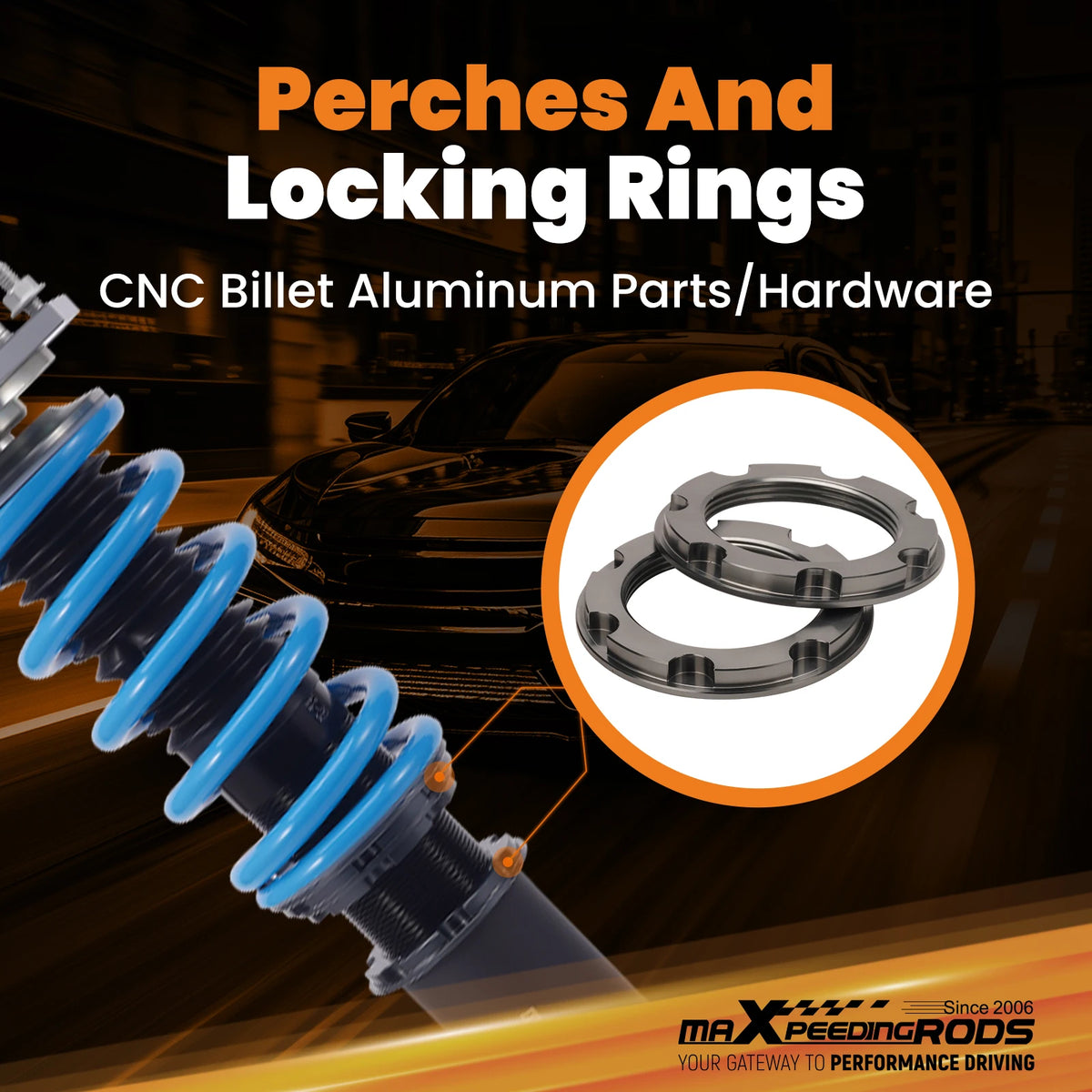 MaXpeedingrods T6 coilovers in black with blue springs for the 1983-1987 Toyota Corolla AE86