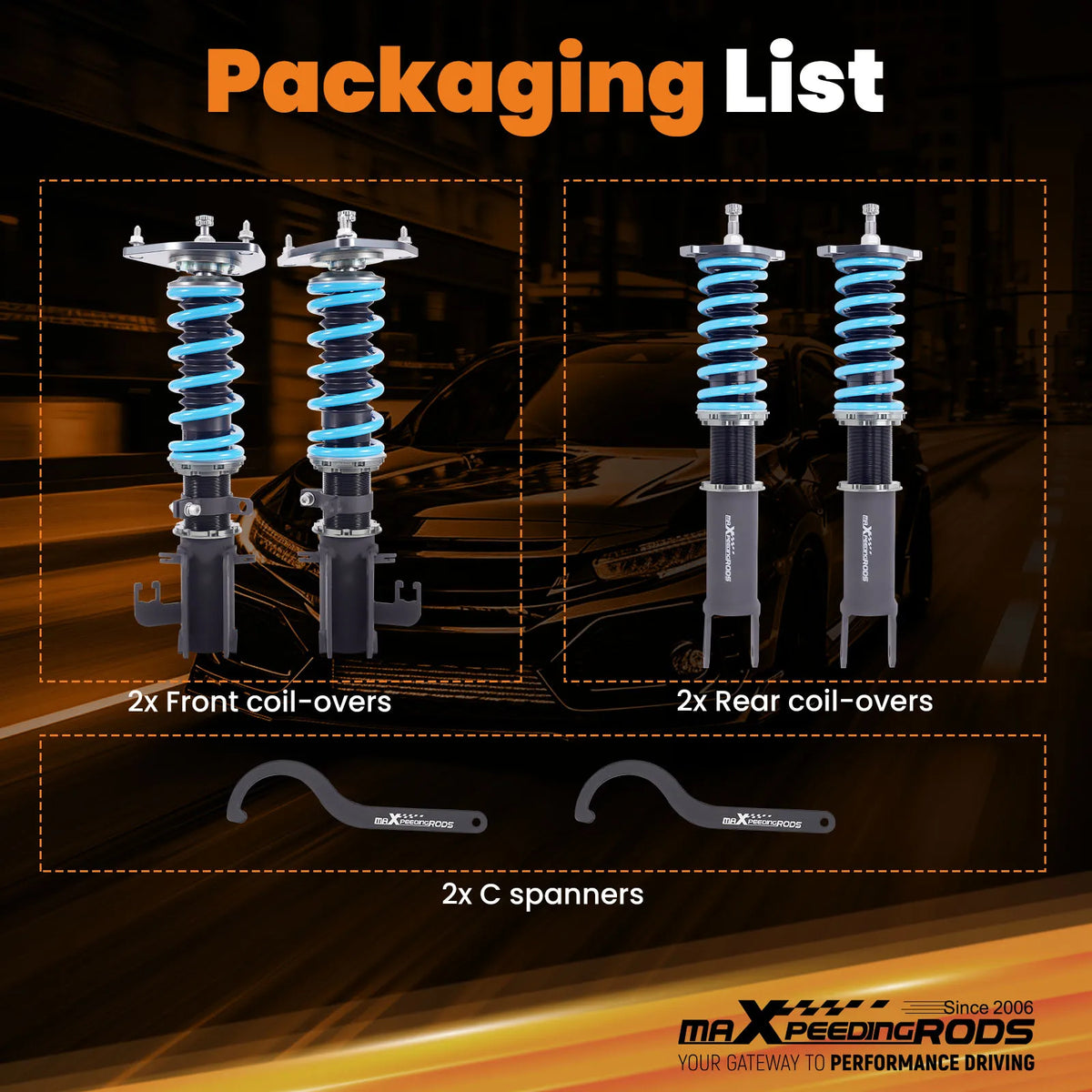 MaXpeedingrods T6 Coilovers for Nissan Altima Sedan L33 2013-2018 and Maxima Sedan A36 2015-2023, 24-Way Damping