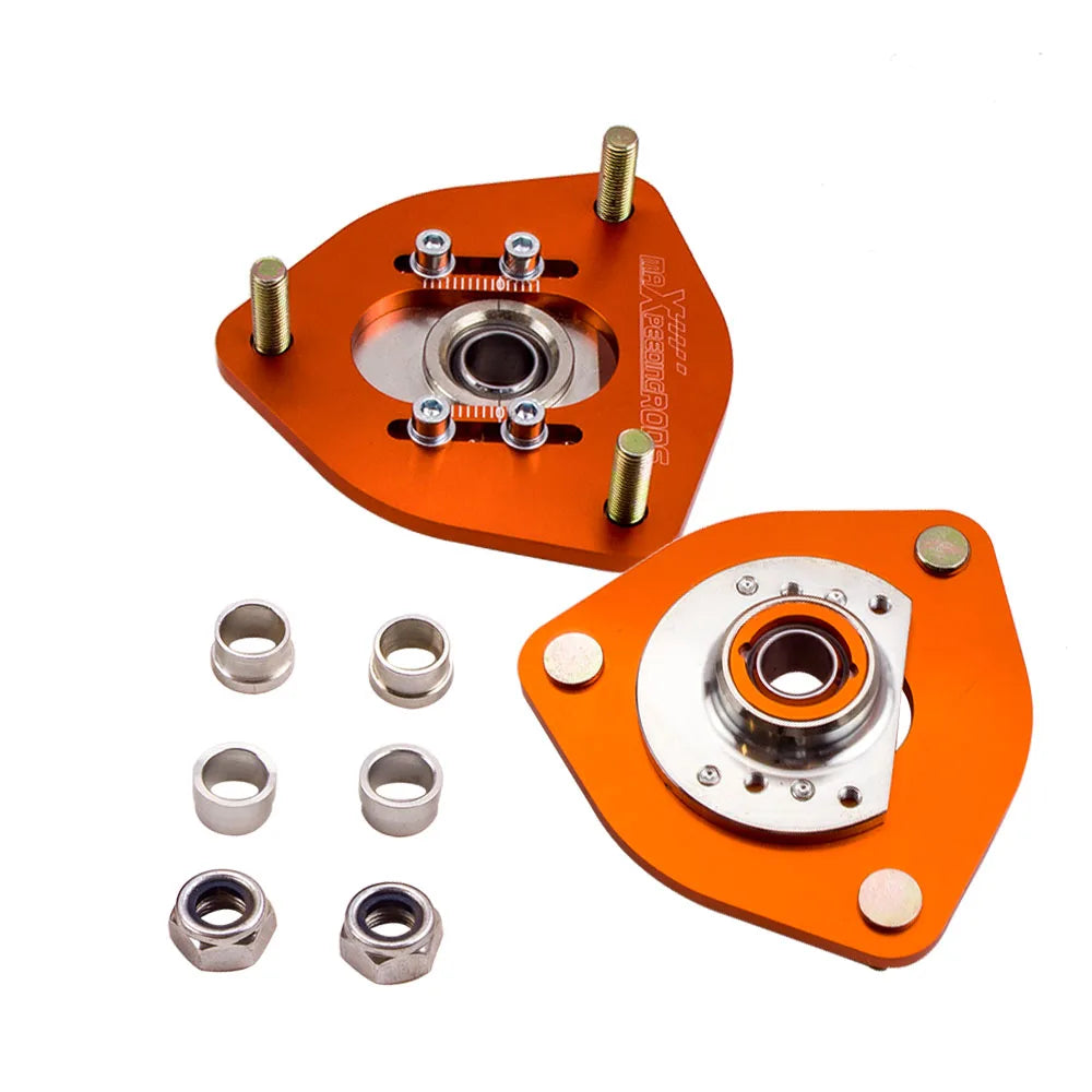 1995-1998 Nissan 240SX S14 Front Camber Plates, Adjustable Pillow Ball Top Mounts, Gold (Also Fits S13)