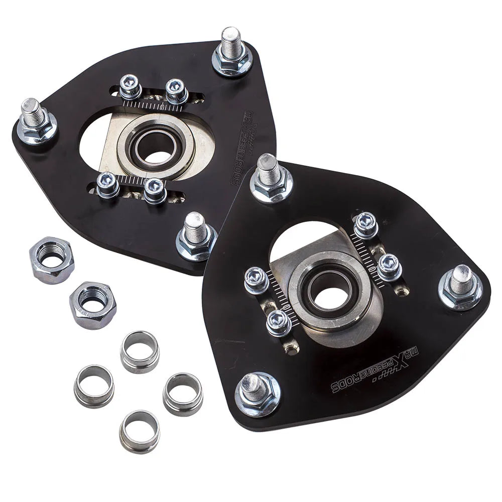 Pair of aluminum pillow ball front camber plate top mounts for the Nissan 240SX 180SX Silvia S13