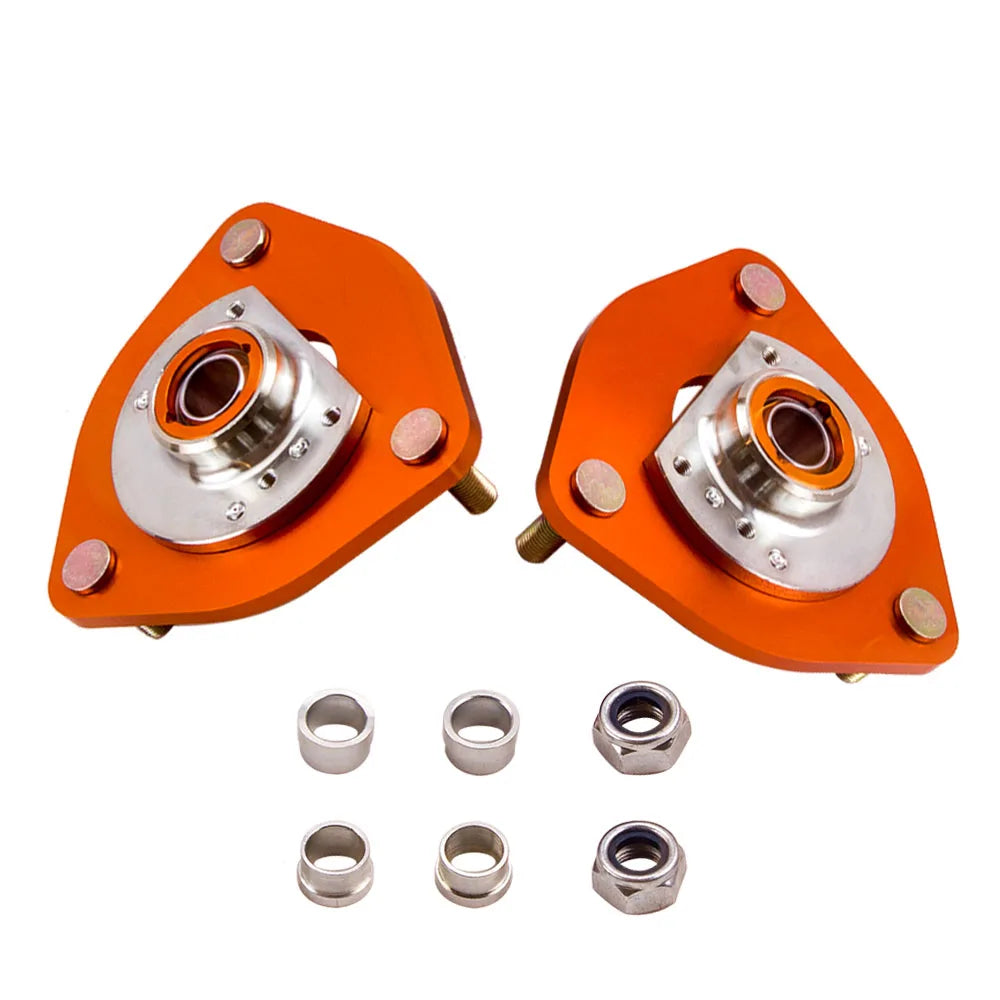 1995-1998 Nissan 240SX S14 Front Camber Plates, Adjustable Pillow Ball Top Mounts, Gold (Also Fits S13)