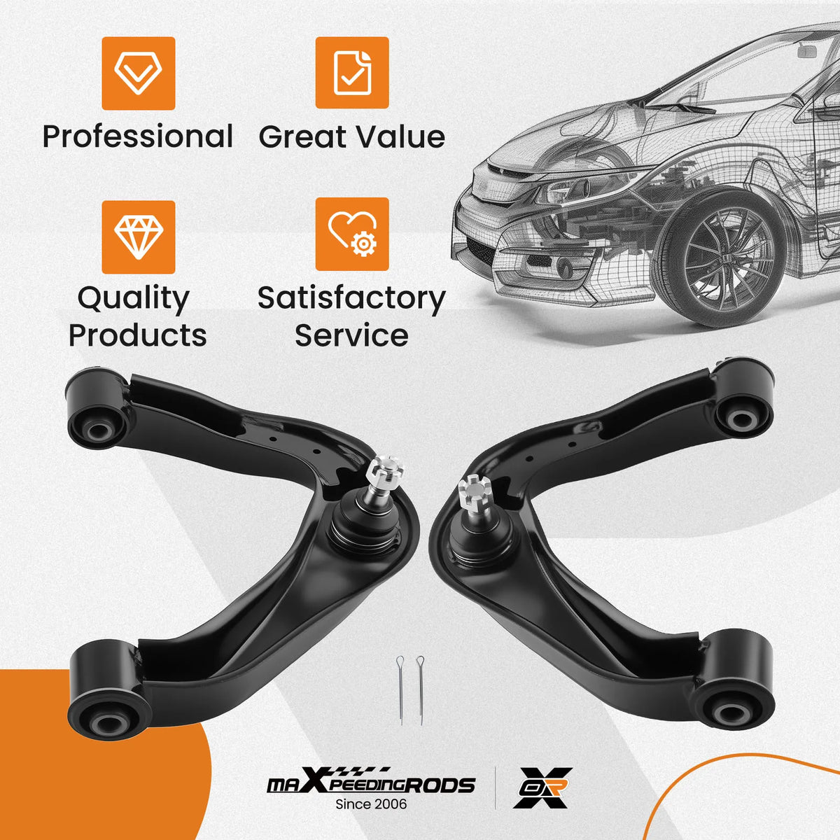 MaXpeedingrods Front Upper Control Arms with Ball Joints for Nissan Frontier 2005-2023, Pathfinder 2005-2012, Xterra