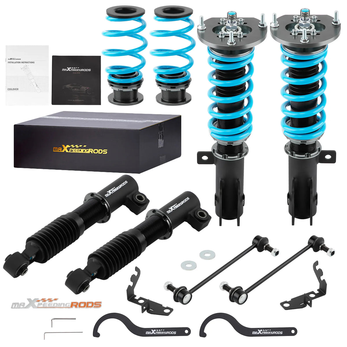 MaXpeedingrods T6 Coilovers for Chevrolet Cobalt 2005-2010, 24-Way Adjustable Damping, Camber Plates