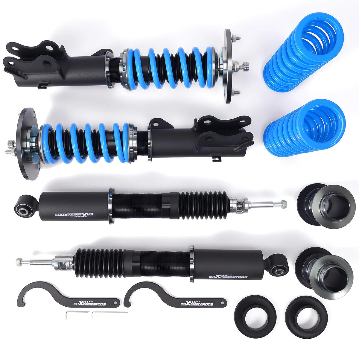 MaXpeedingrods T6 coilovers with blue springs and black bodies for 2016-2019 Chevrolet Cruze