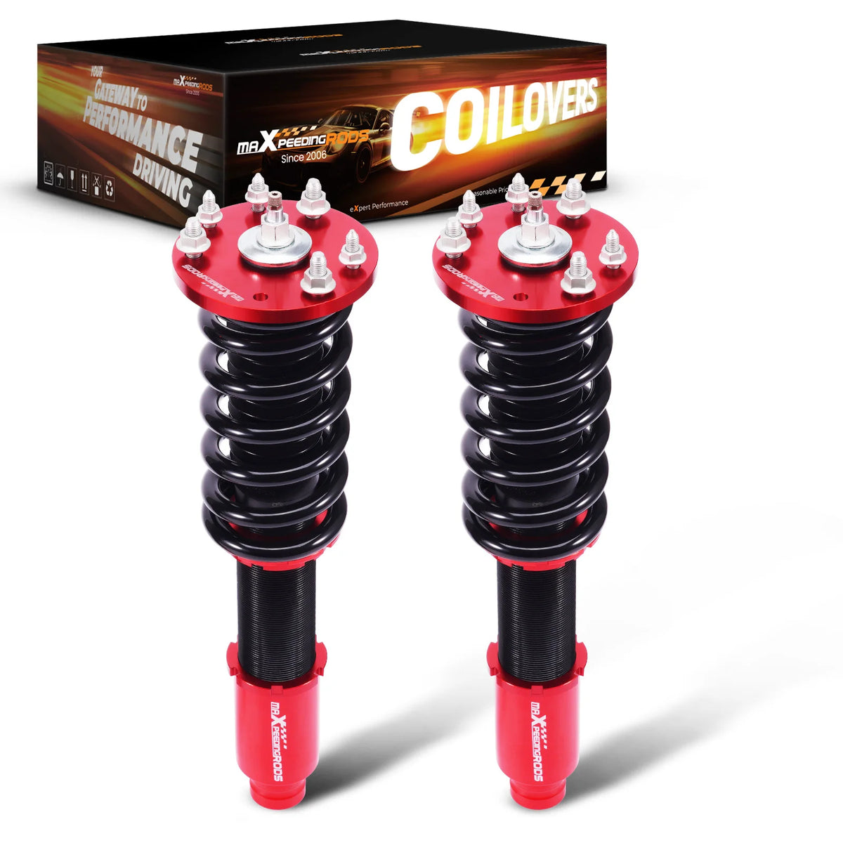 MaXpeedingrods Front Coilovers for Honda Accord 2008-2012 and Acura TSX 2009-2014, 24-Way Damping, Pair