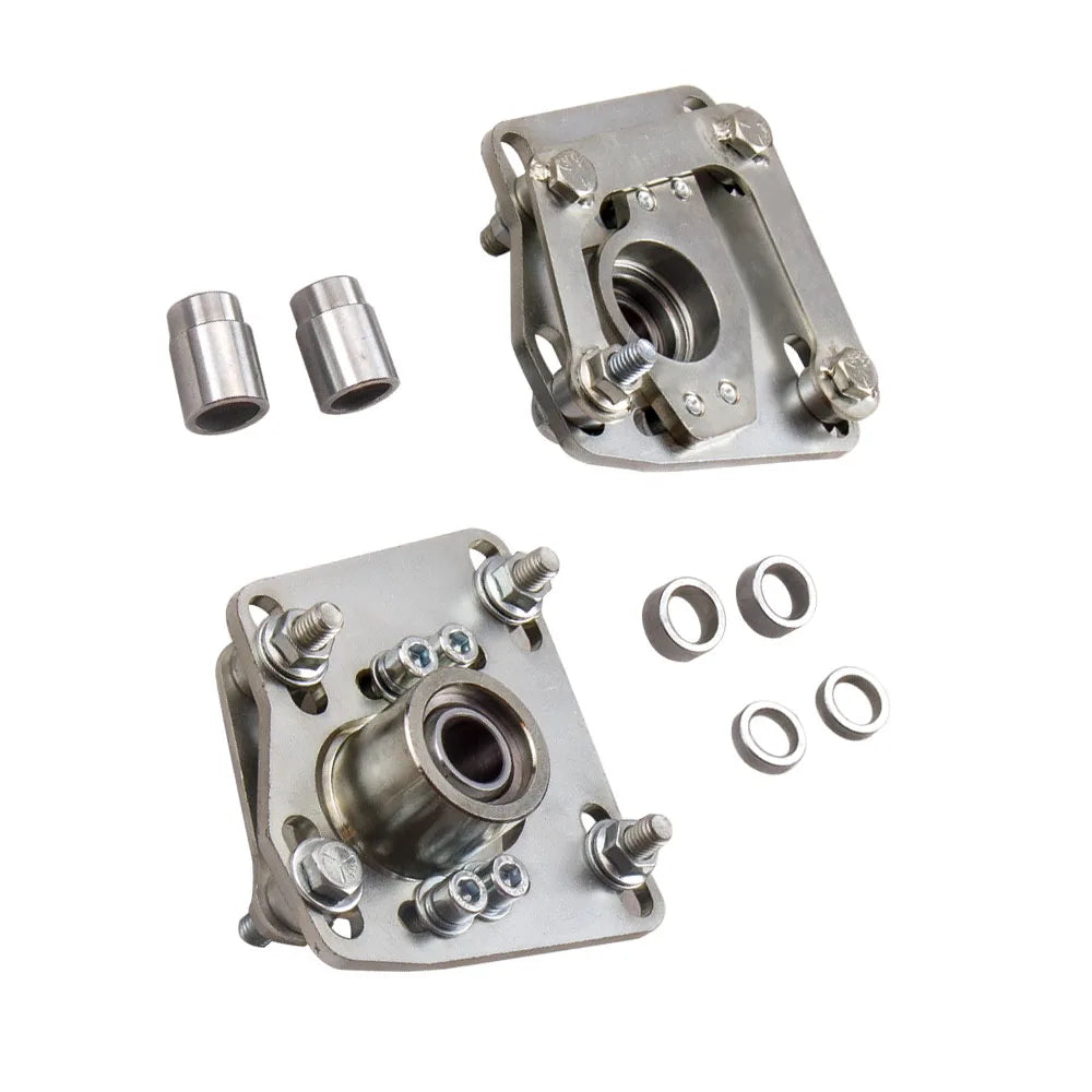 MaXpeedingrods silver front camber plates with pillow ball mounts for 1994-2004 Ford Mustang