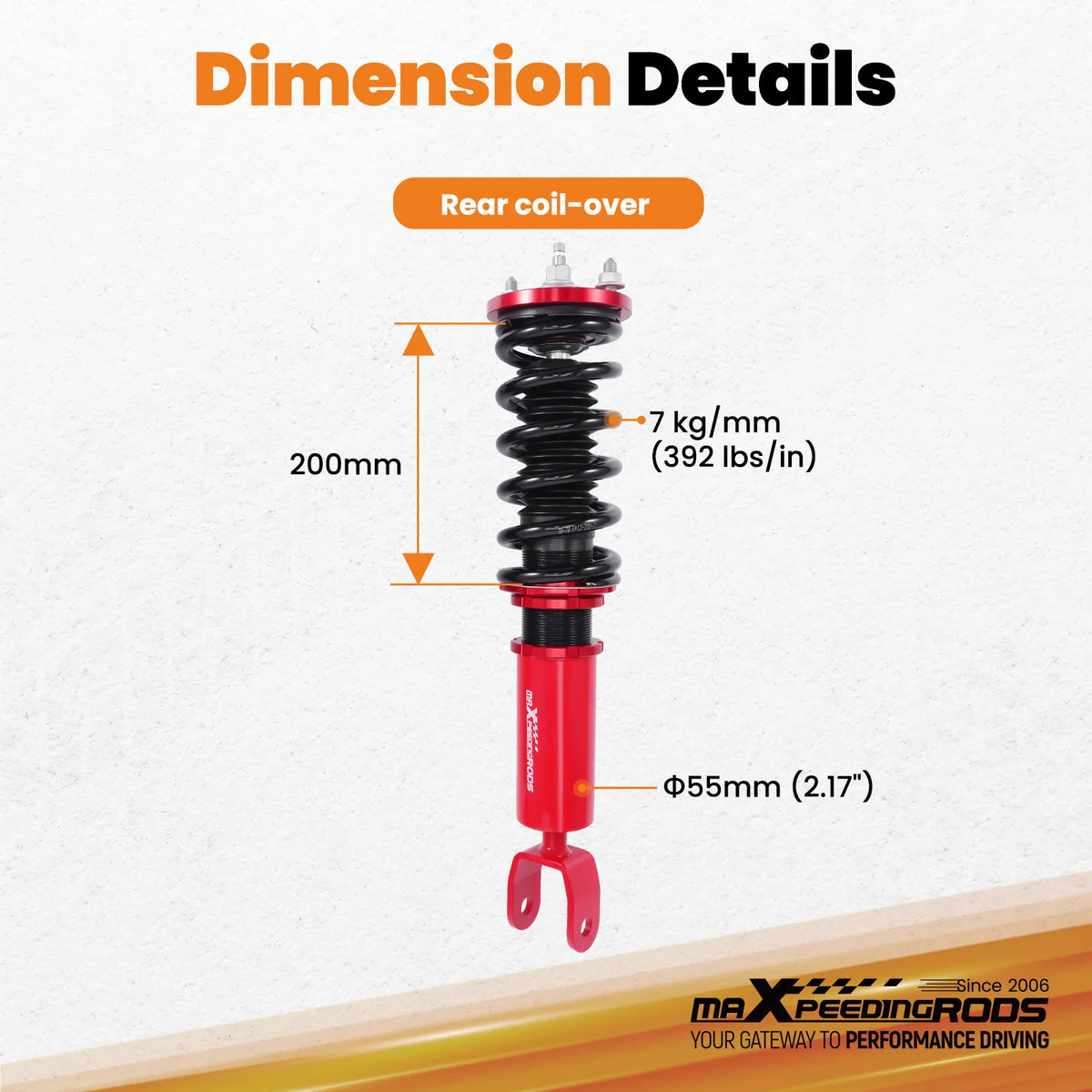 MaXpeedingrods Rear Coilovers for Honda Accord 2013-2017 and Acura TLX 2015-2020, 24-Way Damping, Pair