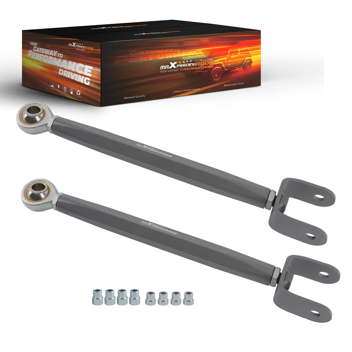Pair of adjustable steel rear toe arms with heim joints for Nissan 350Z Z33 and Infiniti G35