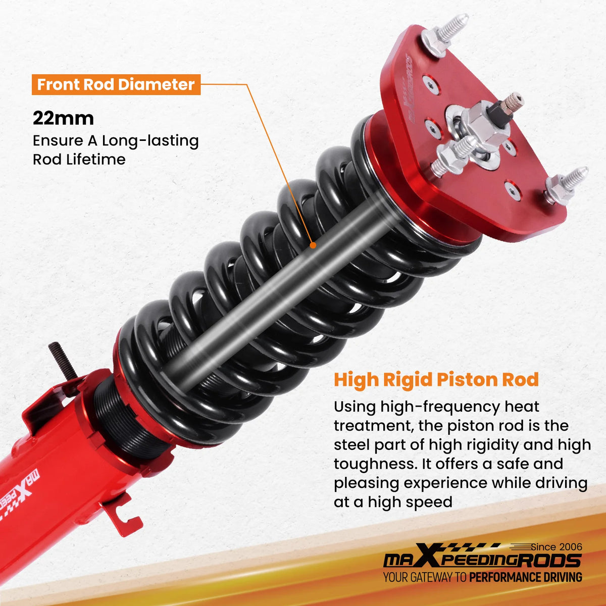 MaXpeedingrods Street Coilovers for Nissan 350Z Z33 2003-2008 and Infiniti G35 V35 RWD, 24-Way Damping