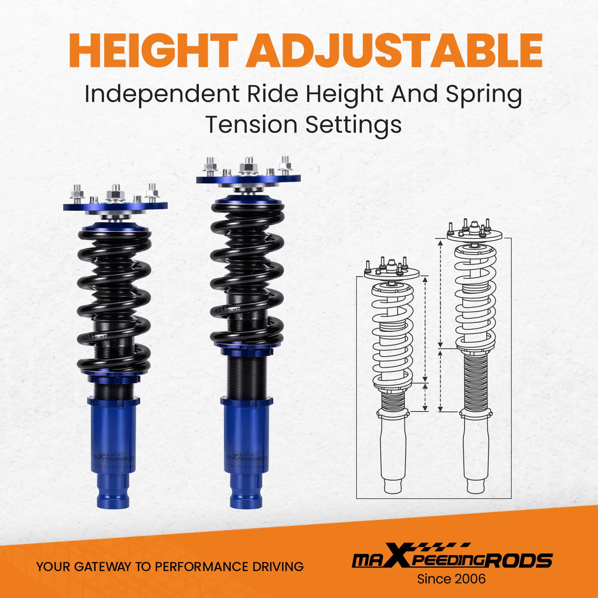MaXpeedingrods Coilover Lowering Kit for Mitsubishi Eclipse D31A D32A D33A D38A 1995-1999, Front Camber Plates
