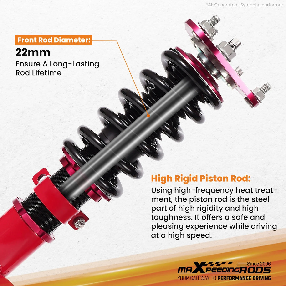 MaXpeedingrods Street Coilovers for Toyota Corolla E130 and Matrix XRS 2003-2008, Camber Plates