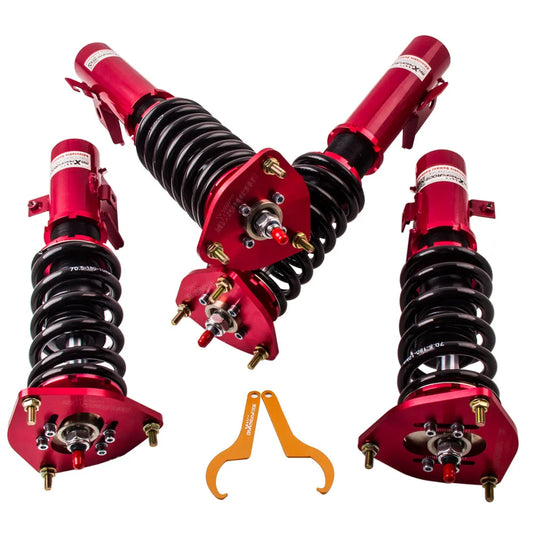 MaXpeedingrods red coilovers with front camber plates for 1992-2000 Subaru Impreza WRX GC8