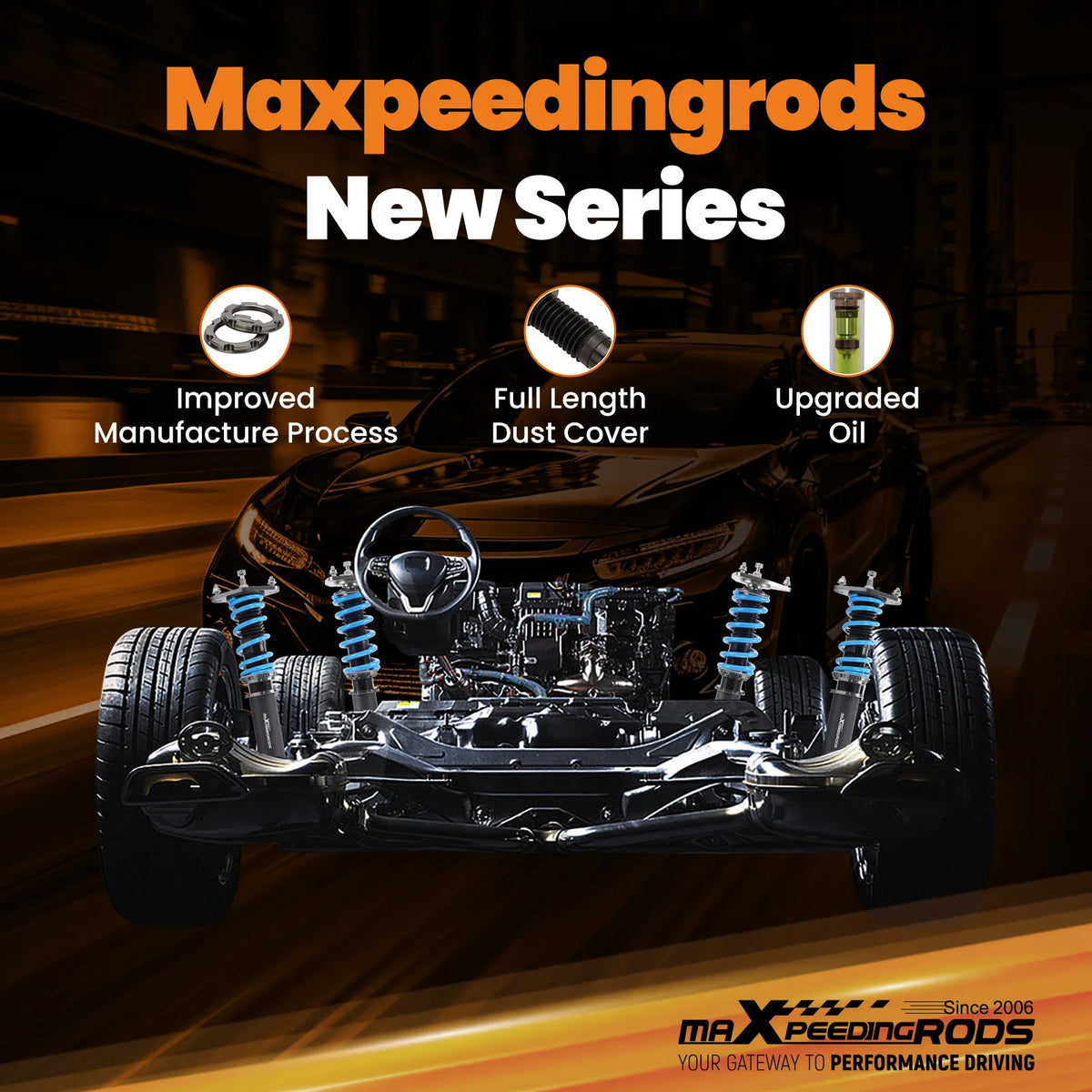 MaXpeedingrods T6 Coilovers for Subaru Forester SJ 2014-2018, 24-Way Adjustable Damping, Camber Plates