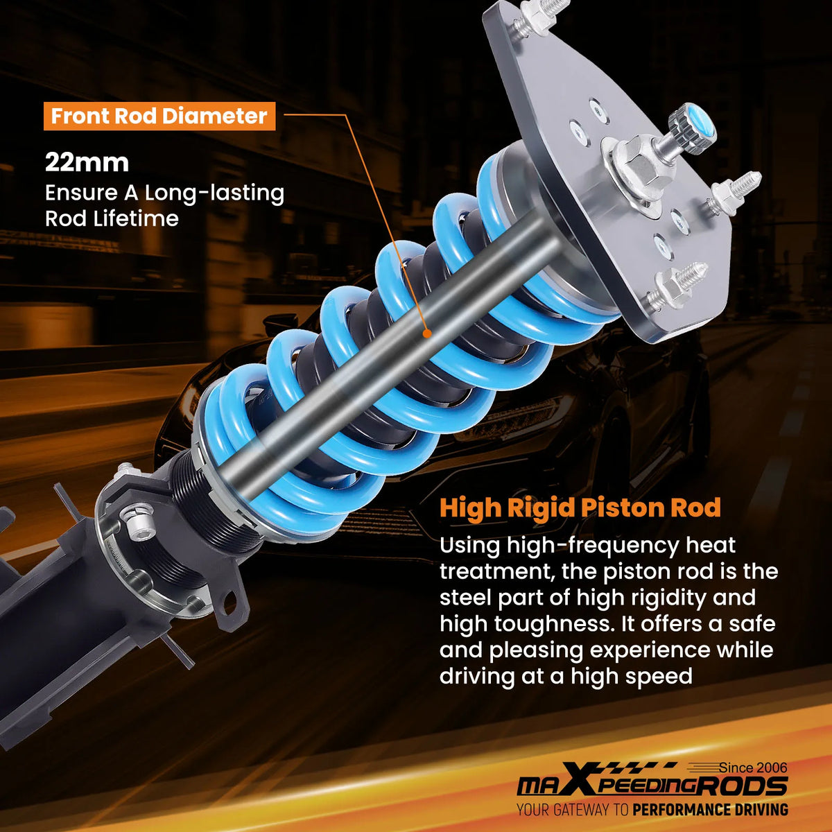 MaXpeedingrods T6 Coilovers for Nissan Altima Sedan L33 2013-2018 and Maxima Sedan A36 2015-2023, 24-Way Damping