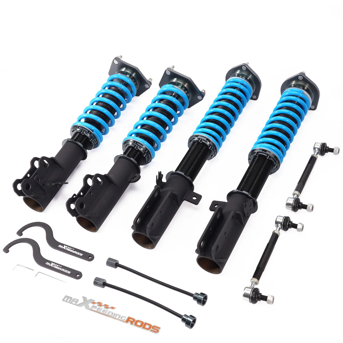 MaXpeedingrods T6 coilovers with blue springs and camber plates for 2012-2017 Toyota Camry SE and XSE