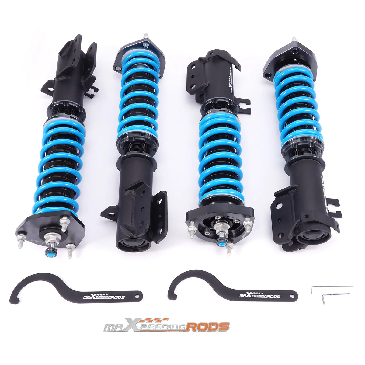 MaXpeedingrods T6 coilovers with blue springs and camber plates for 1991-1994 Nissan Sentra B13