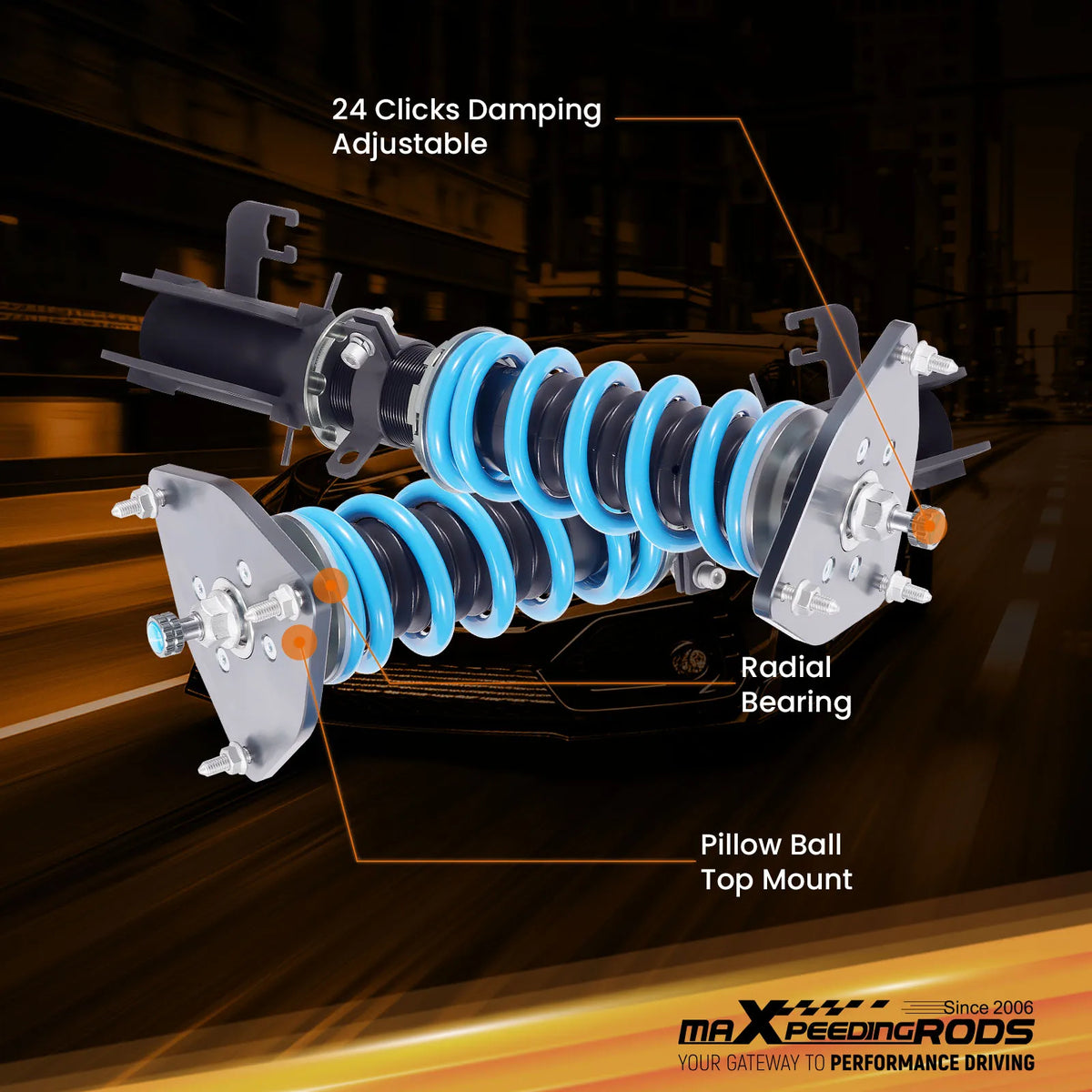 MaXpeedingrods T6 Coilovers for Nissan Altima Sedan L33 2013-2018 and Maxima Sedan A36 2015-2023, 24-Way Damping