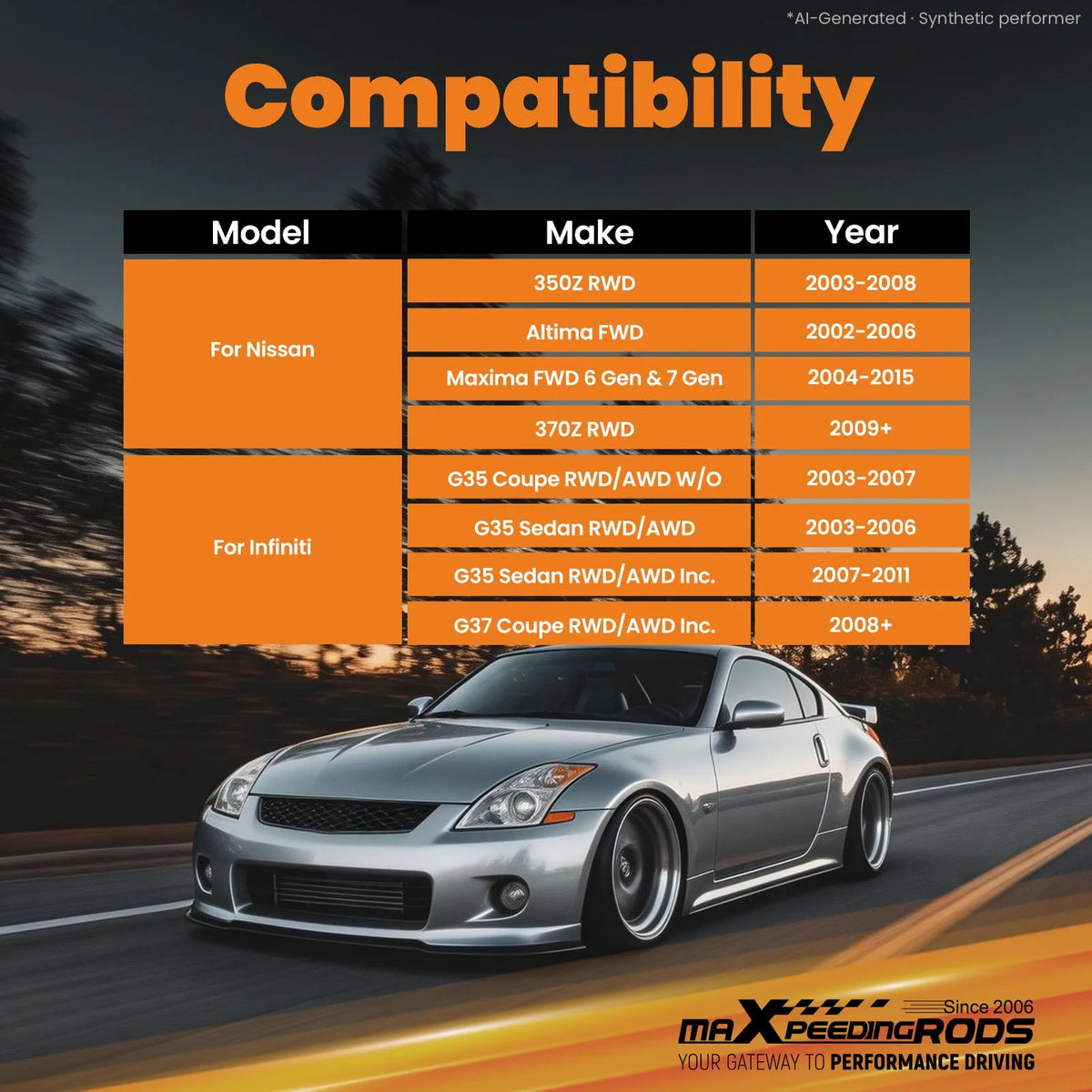 MaXpeedingrods Adjustable Rear Camber Arms for Nissan 350Z / 370Z / Altima / Maxima, Infiniti G35 / G37