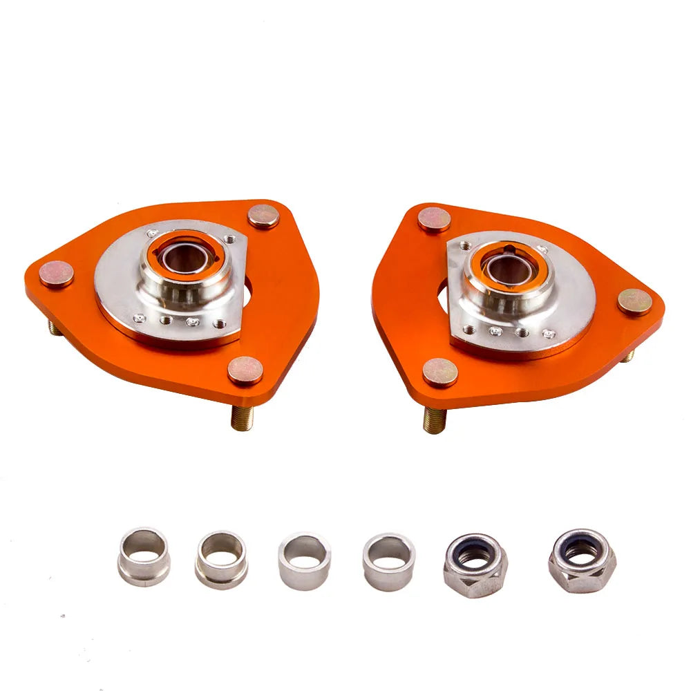 1995-1998 Nissan 240SX S14 Front Camber Plates, Adjustable Pillow Ball Top Mounts, Gold (Also Fits S13)