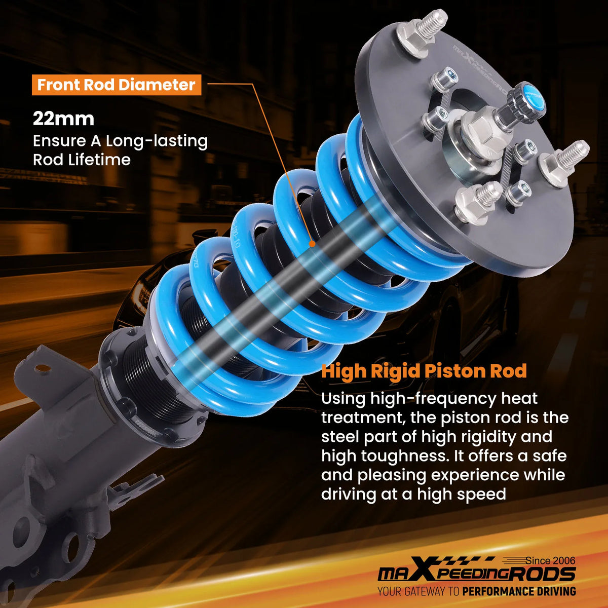 MaXpeedingrods T6 Coilovers for Toyota Camry 1992-2001, Solara 1999-2003, Avalon 1995-2003 and Lexus ES300