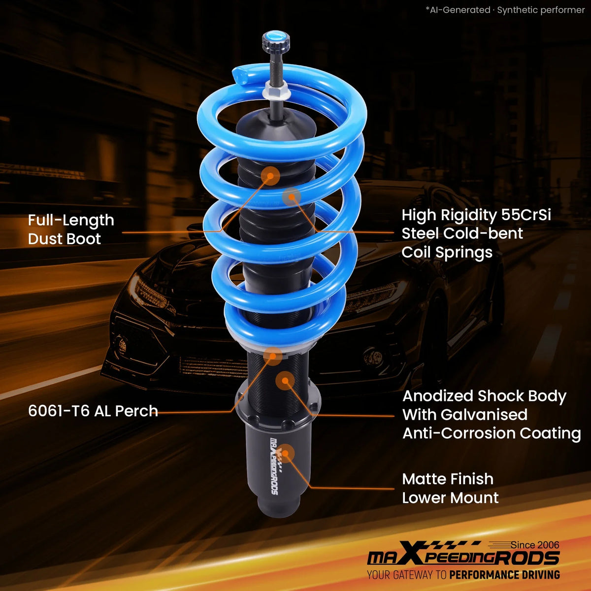 MaXpeedingrods T6 Coilovers for Cadillac CTS and CTS-V AWD 2008-2014, 24-Level Adjustable Damping
