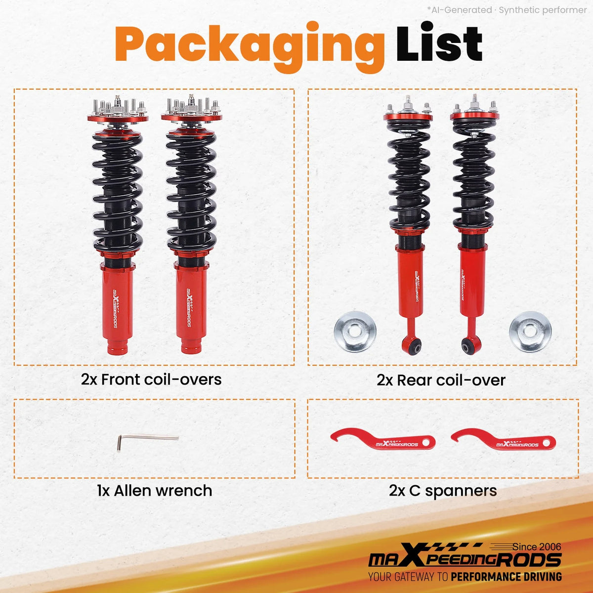 MaXpeedingrods Coilovers for Honda Accord CM 2003-2007 and Acura TL 2004-2008, 24-Level Damping