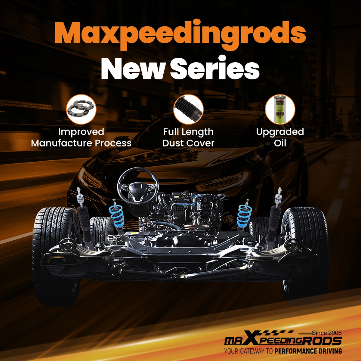 MaXpeedingrods T6 Coilovers for Honda CR-V 2017-2022, 24-Way Damping, Height Adjustable, Black and Blue