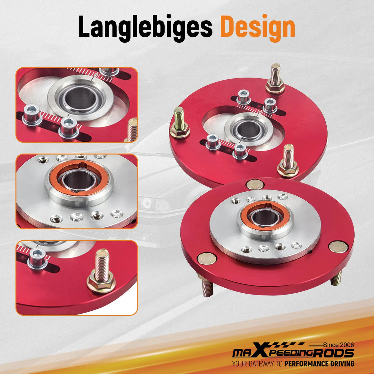 1990-1999 BMW 3 Series E36 Front Camber Plates, Adjustable Pillow Ball Top Mounts, Non-M3