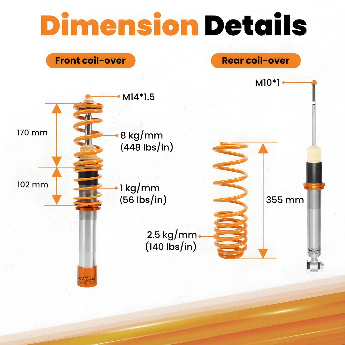 MaXpeedingrods Coilovers for BMW 5 Series E39 Sedan RWD 1995-2003, 520i 525i 528i 530i 520d 530d