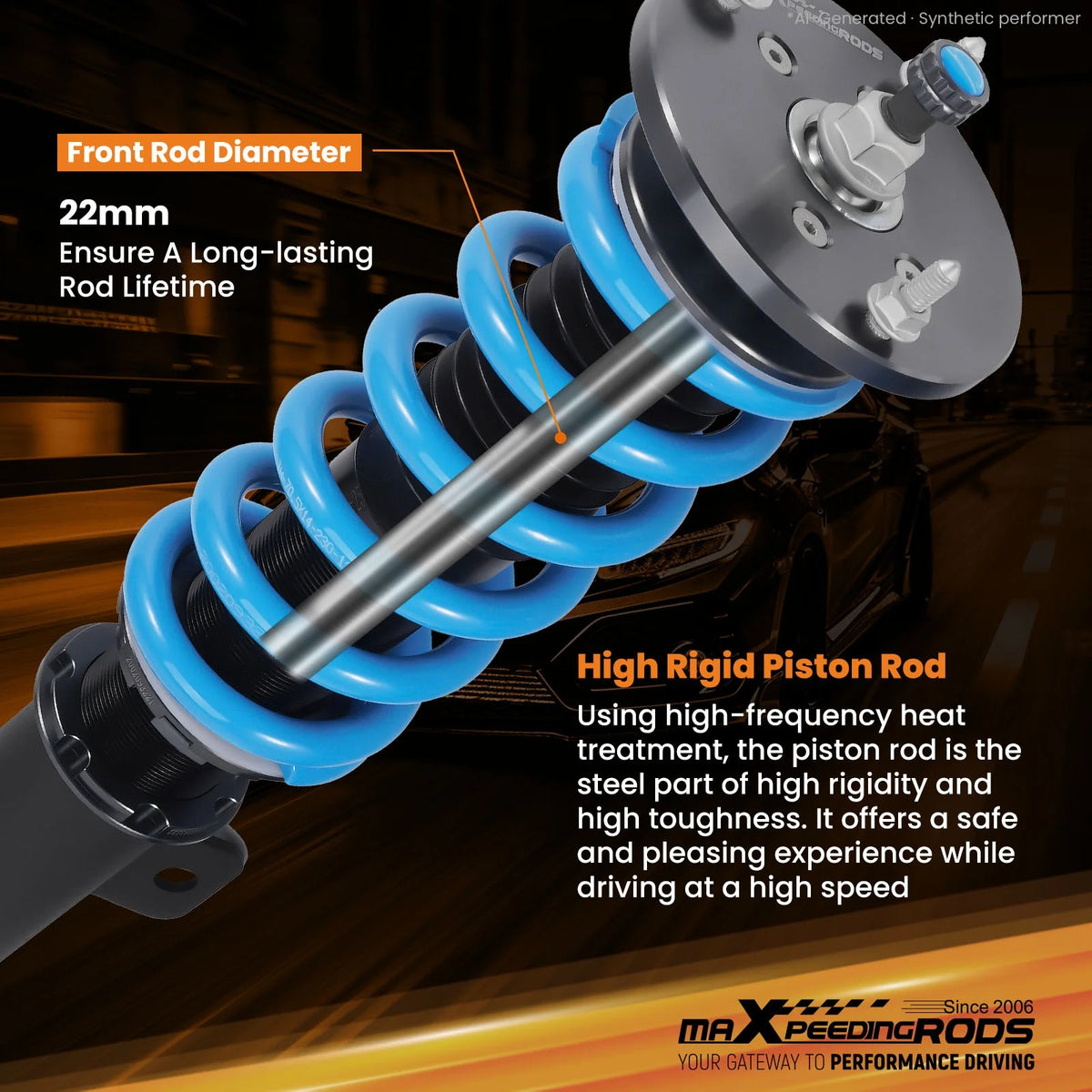 MaXpeedingrods T6 Coilovers for Dodge Charger RWD 2006-2010 and Challenger RWD 2008-2010, 24-Level Damping