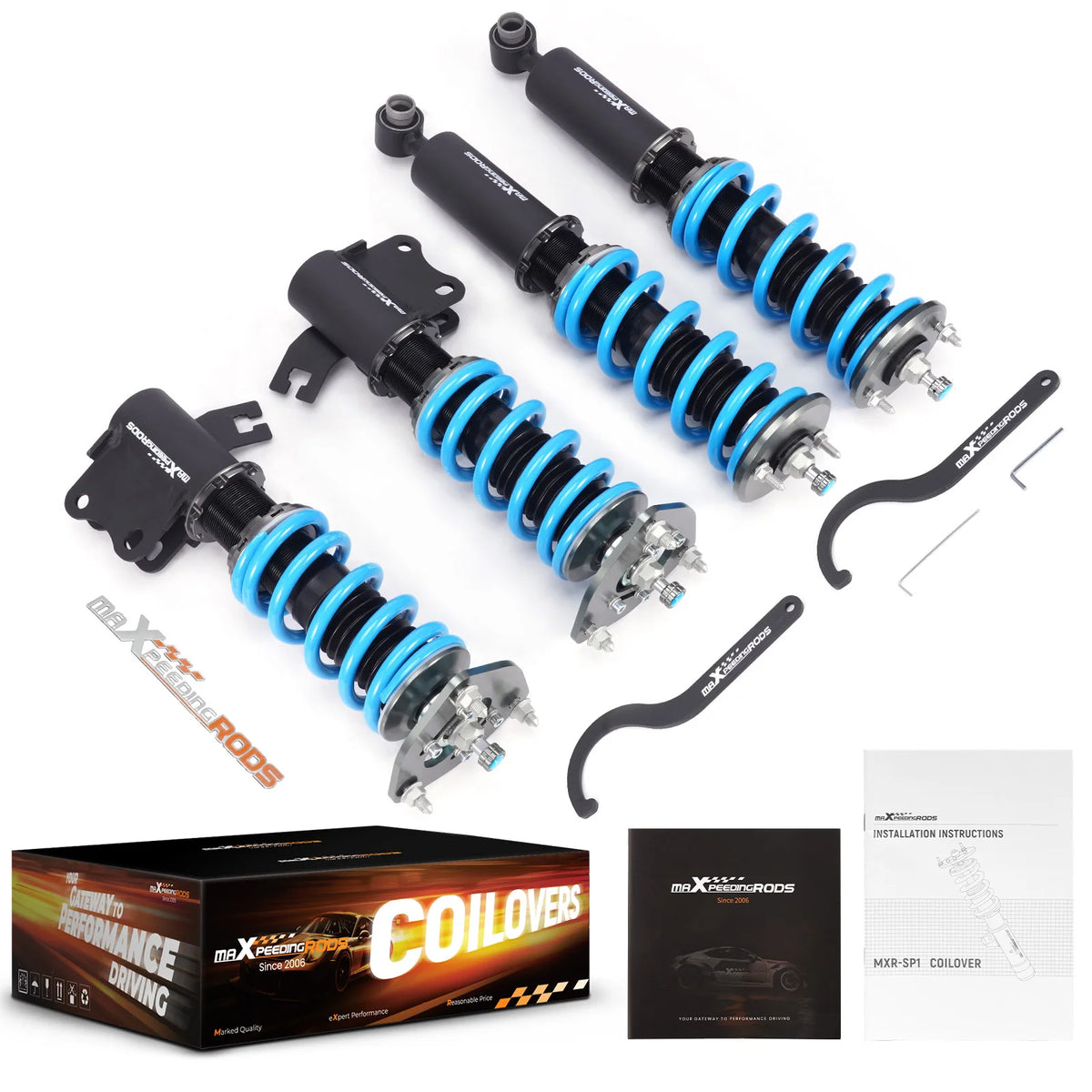 MaXpeedingrods SP1 coilovers with front camber plates for Nissan 240SX S13, Silvia and 180SX