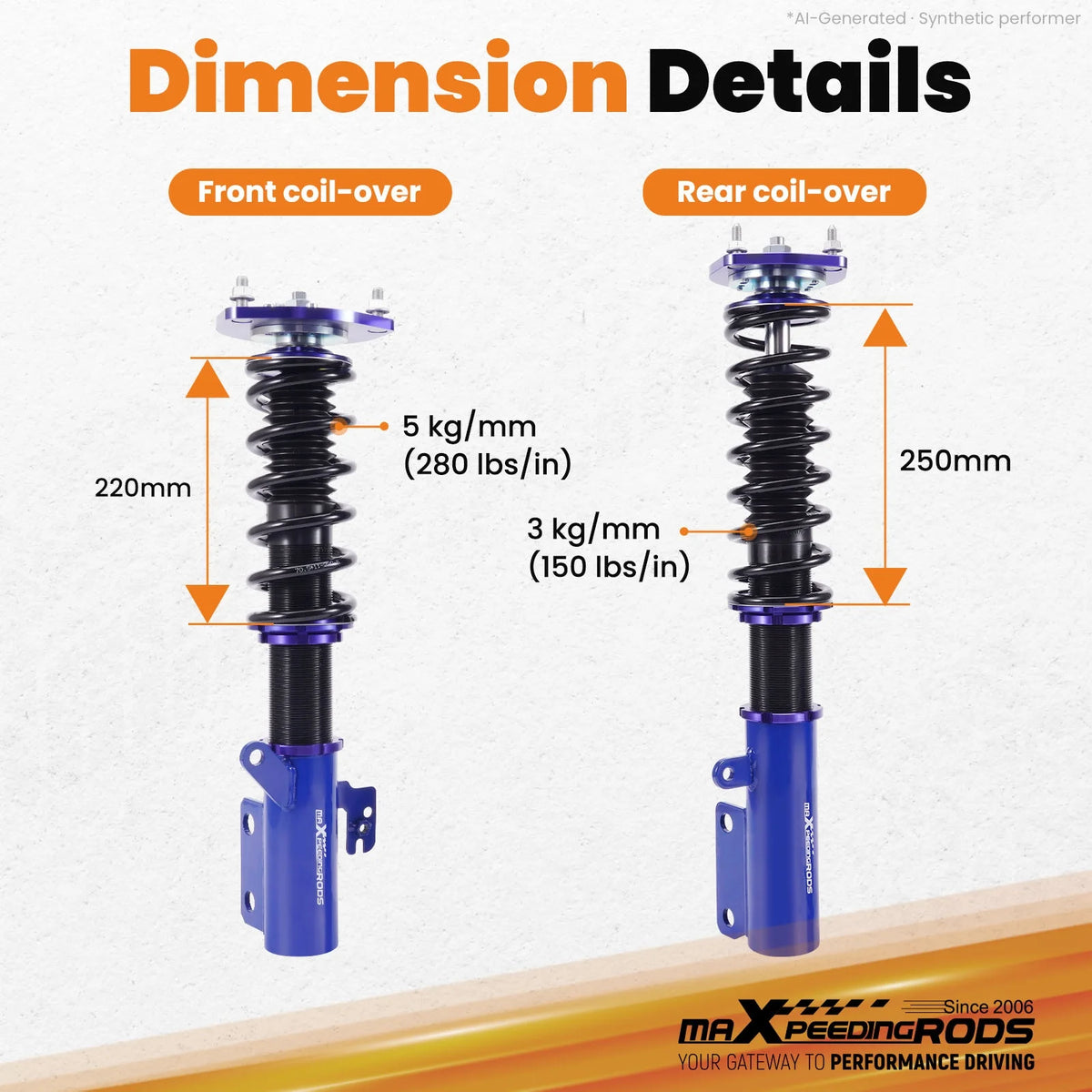 MaXpeedingrods Coilovers for Toyota Camry 2007-2011, Avalon 2006-2011, Lexus ES350 2007-2012