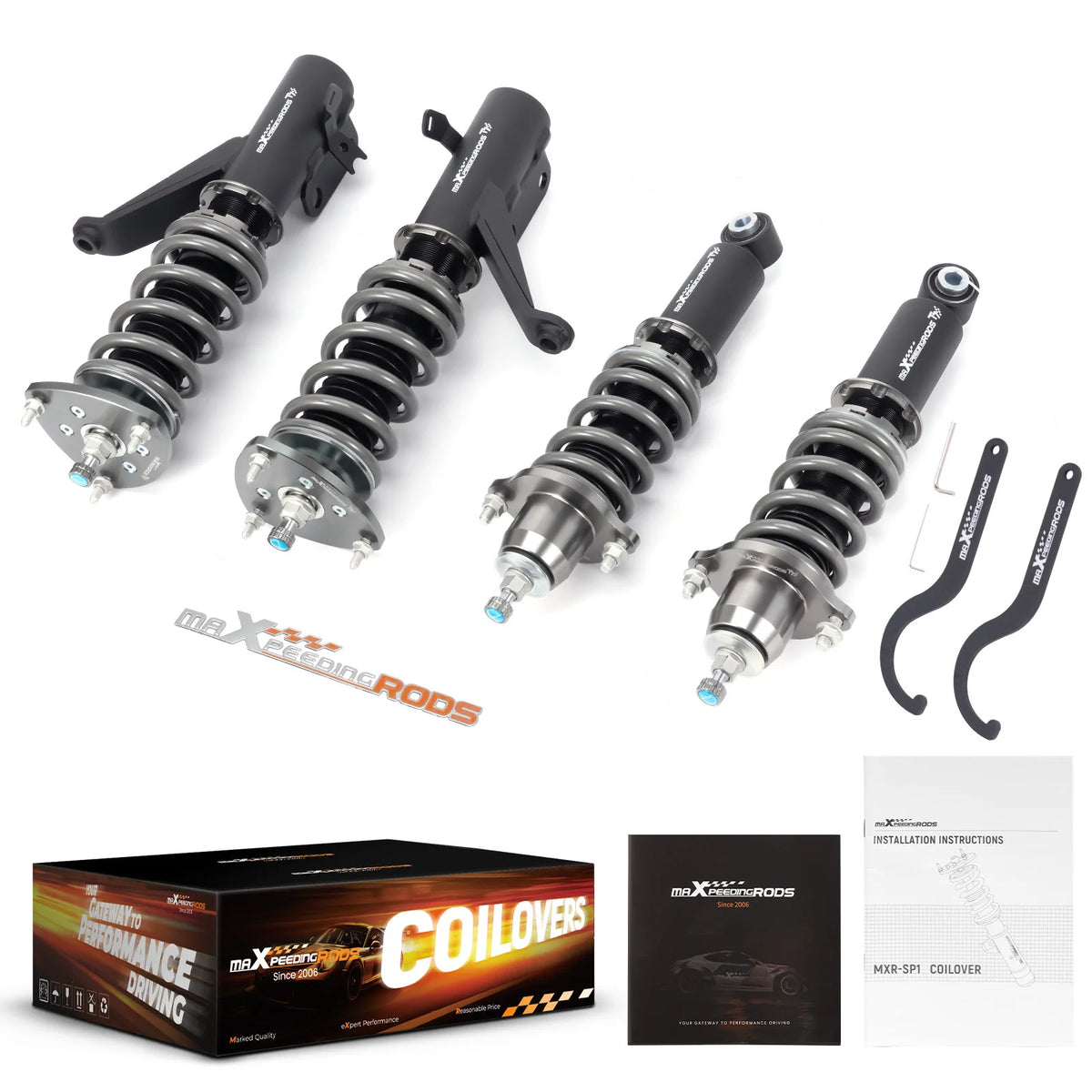 MaXpeedingrods T7 coilovers with grey springs and black bodies for 2002-2006 Honda CR-V