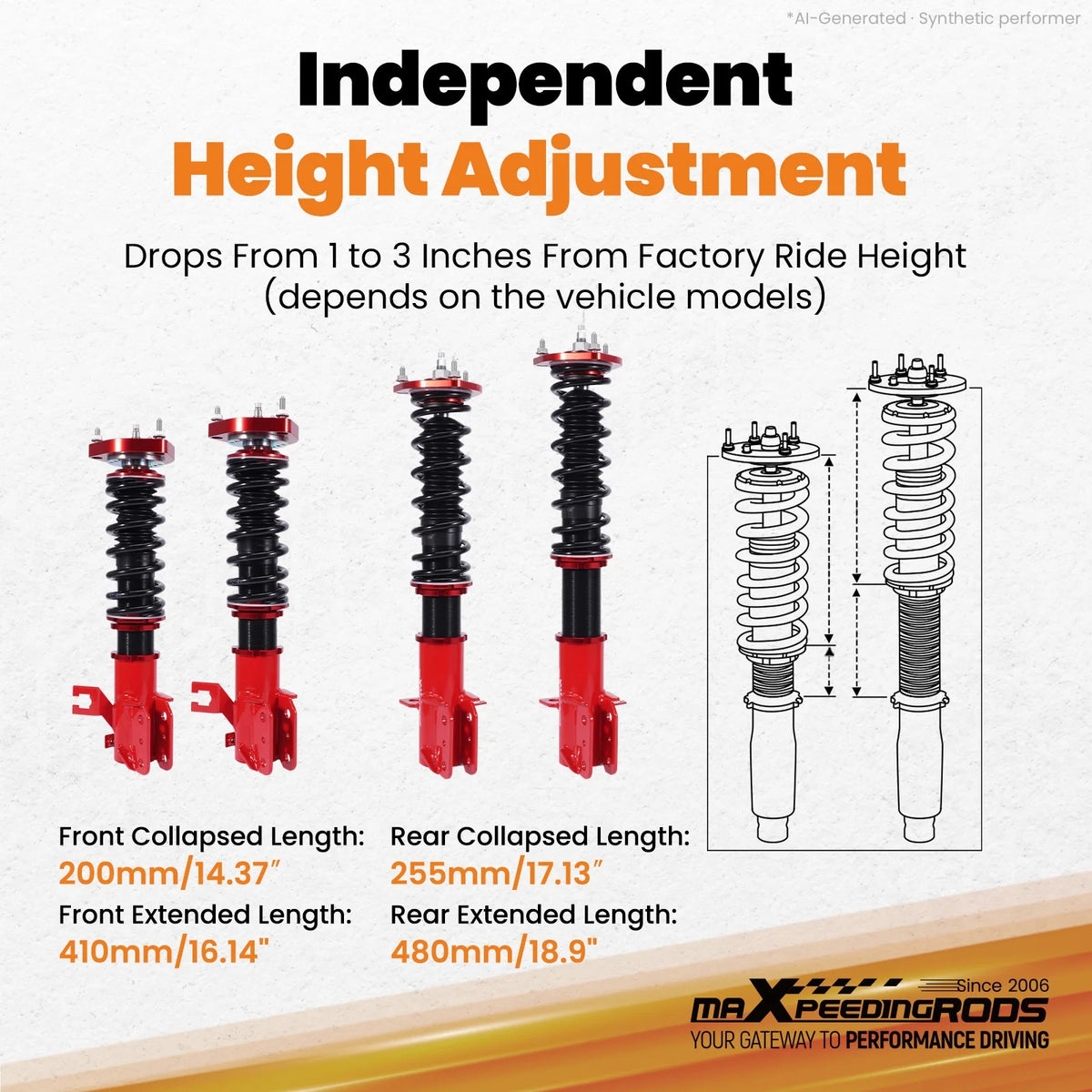 MaXpeedingrods Coilovers for Nissan Sentra B13/N14 1991-1994, 24-Level Adjustable Damping