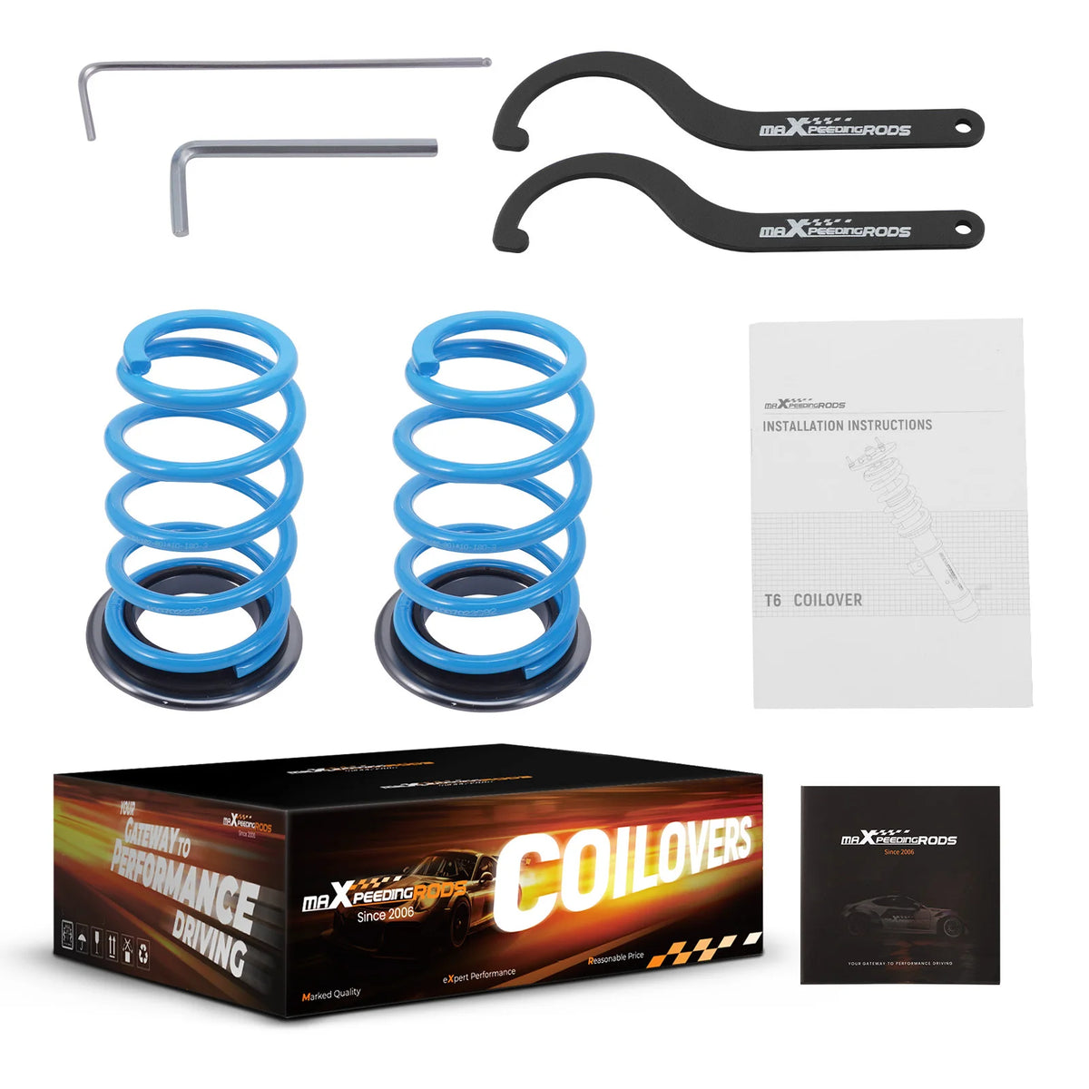 MaXpeedingrods T6 Coilovers for Honda Civic and CR-X 1984-1987, 24-Level Adjustable Damping