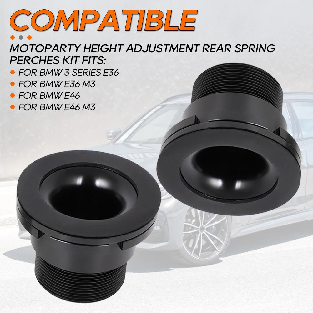 BMW 3 Series E36 E46 and M3 Rear Coilover Adjustable Spring Perches, 20-50mm Lowering, 60mm ID