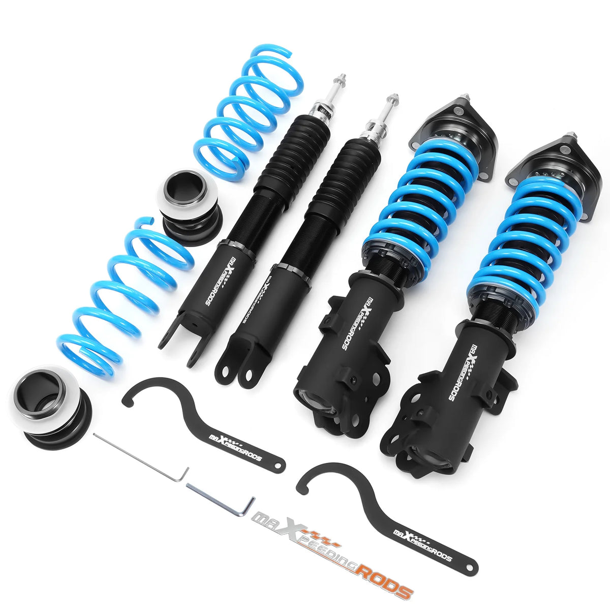 MaXpeedingrods T6 coilovers with front camber plates and blue springs for 2011-2014 Hyundai Sonata YF