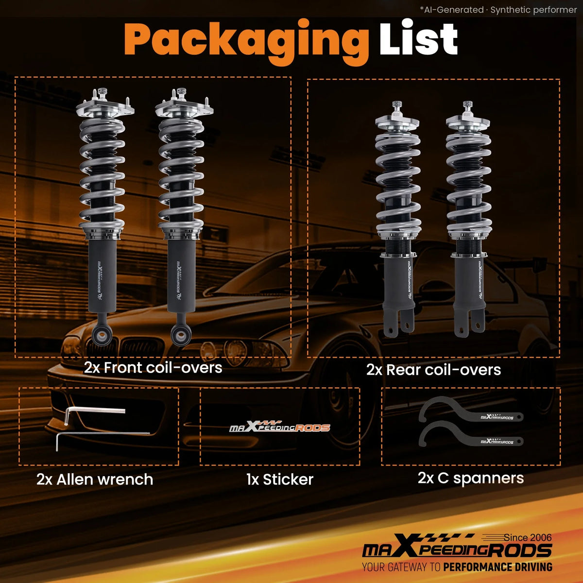 MaXpeedingrods T7 Coilovers for Infiniti G37 Coupe V36 2008-2013, G37 Sedan and Nissan 370Z, 24-Way Damping