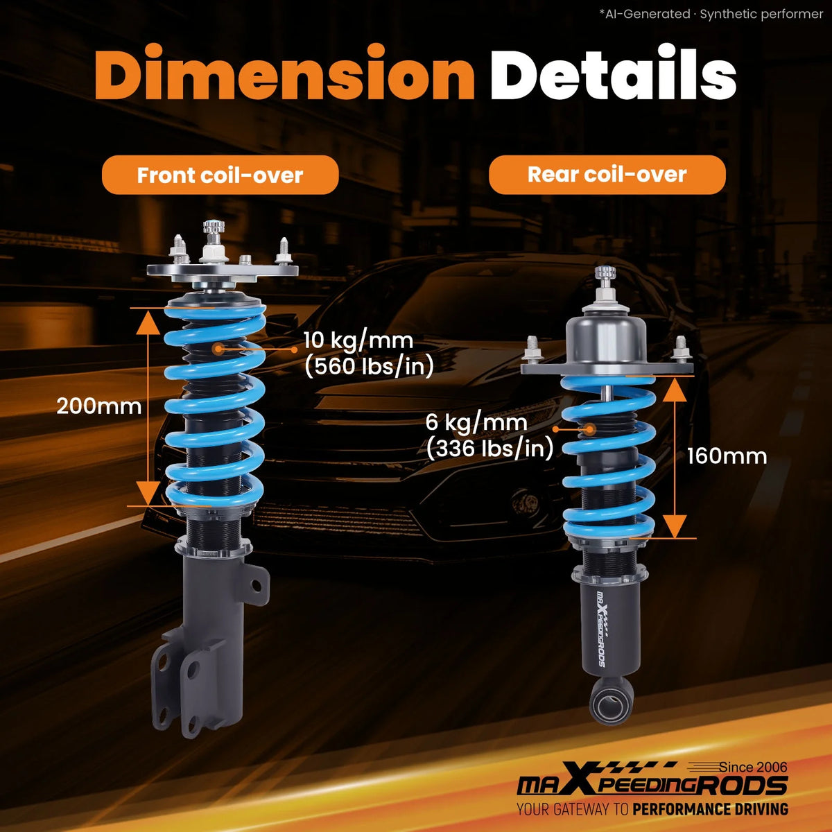 MaXpeedingrods T6 Coilovers for Toyota Matrix E140 2009-2014 and Corolla E140/E150/E170 2009-2019