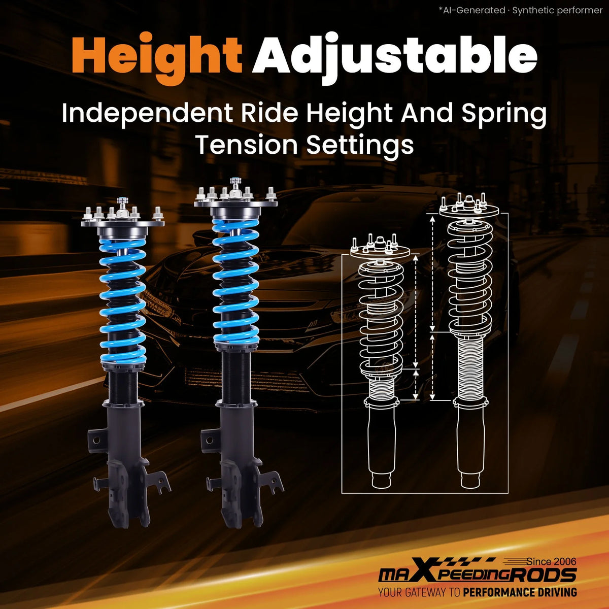 MaXpeedingrods T6 coilovers with blue springs and black bodies for 2007-2012 Acura RDX