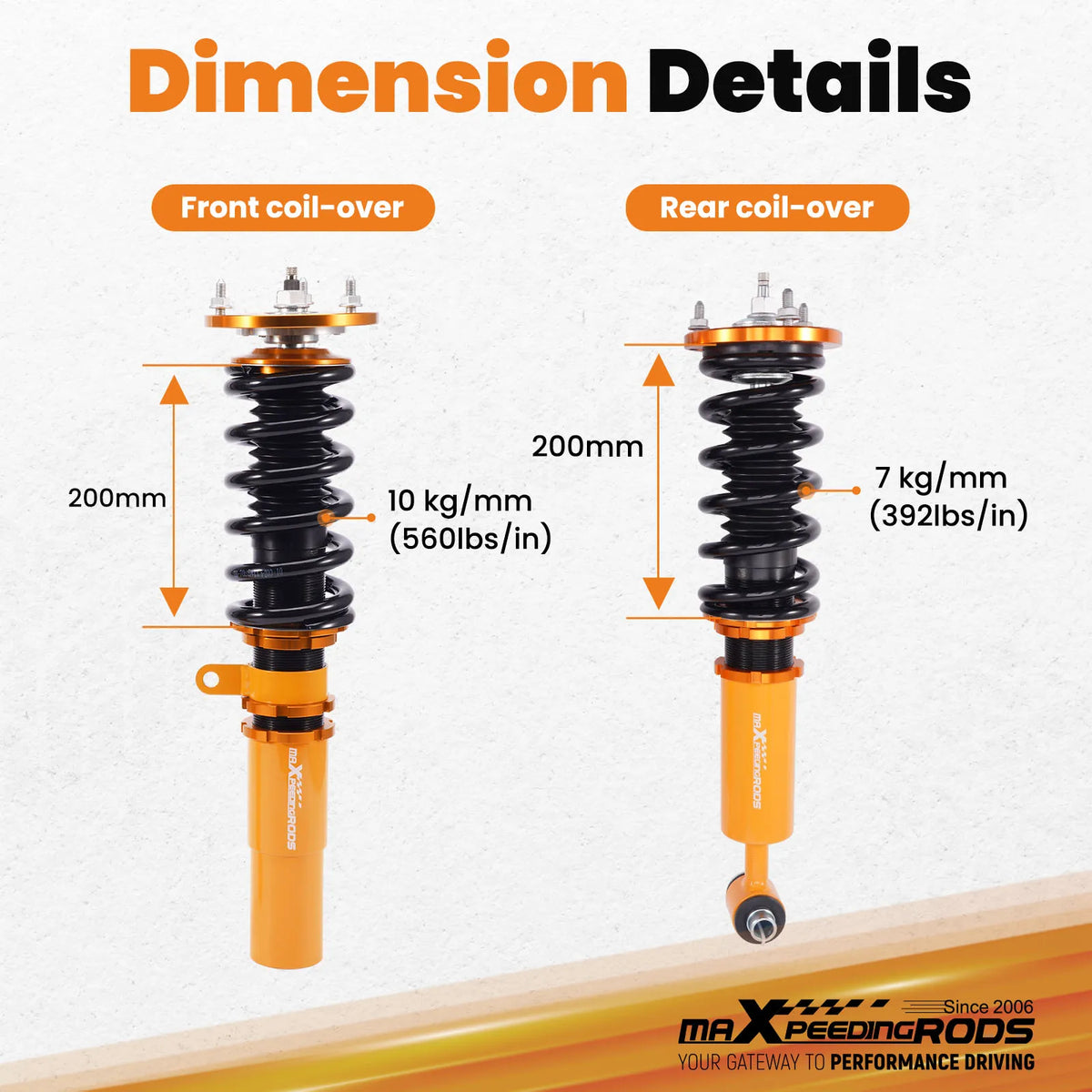 MaXpeedingrods Coilovers for BMW 5 Series E60 Sedan AWD 2004-2010, xi and xDrive, 24-Level Damping