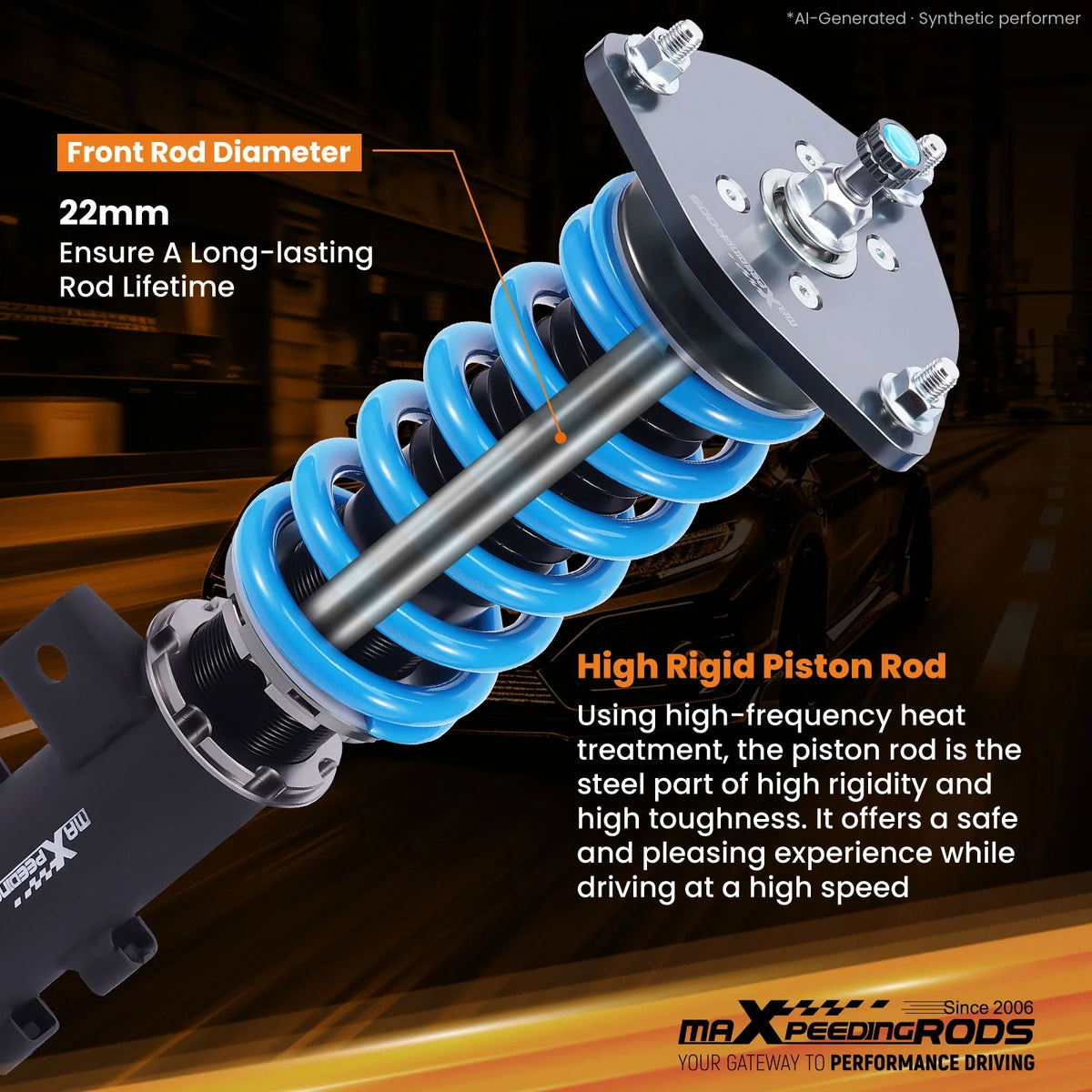 MaXpeedingrods T6 Coilovers for Kia Optima 2011-2015, 24-Way Adjustable Damping, Blue Springs