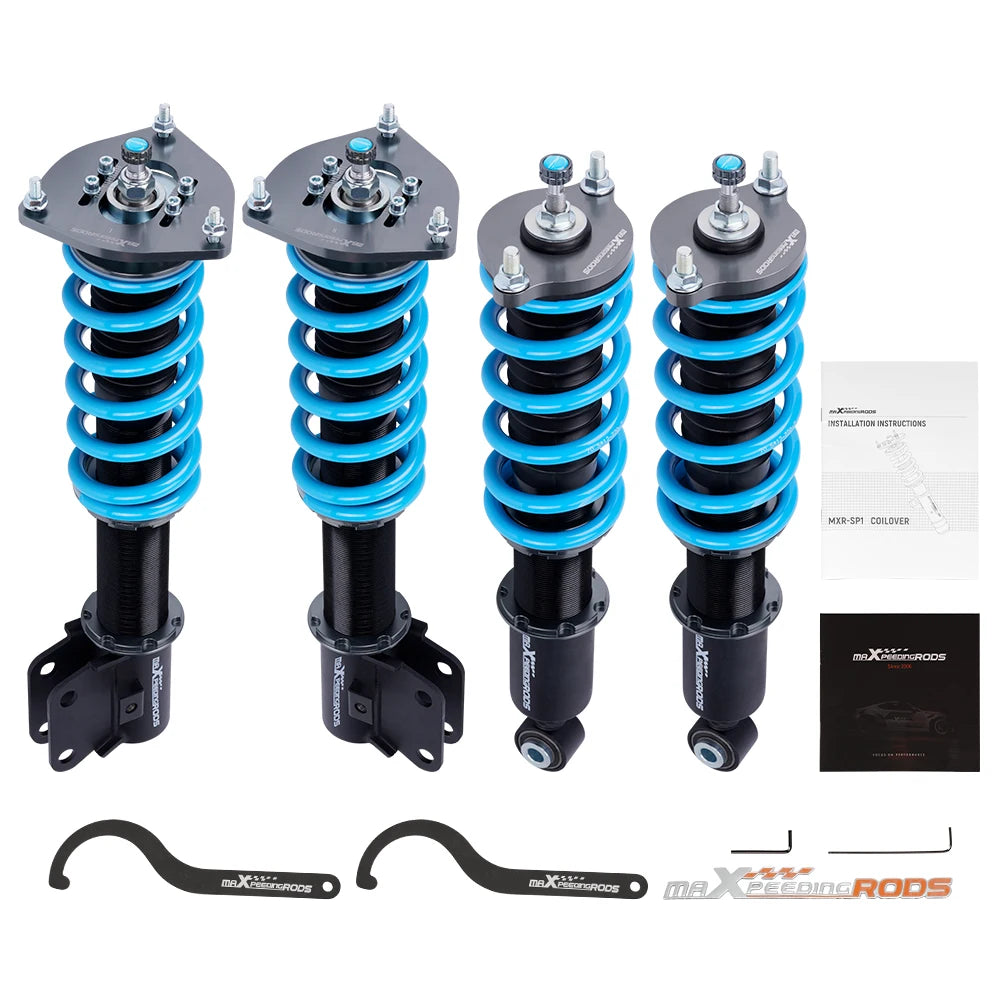 MaXpeedingrods T6 coilovers with blue springs for 1998-2003 Subaru Legacy Outback BE and BH